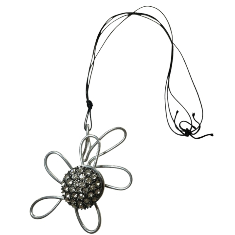 Silver Wire Daisy Floral Chunky Necklace